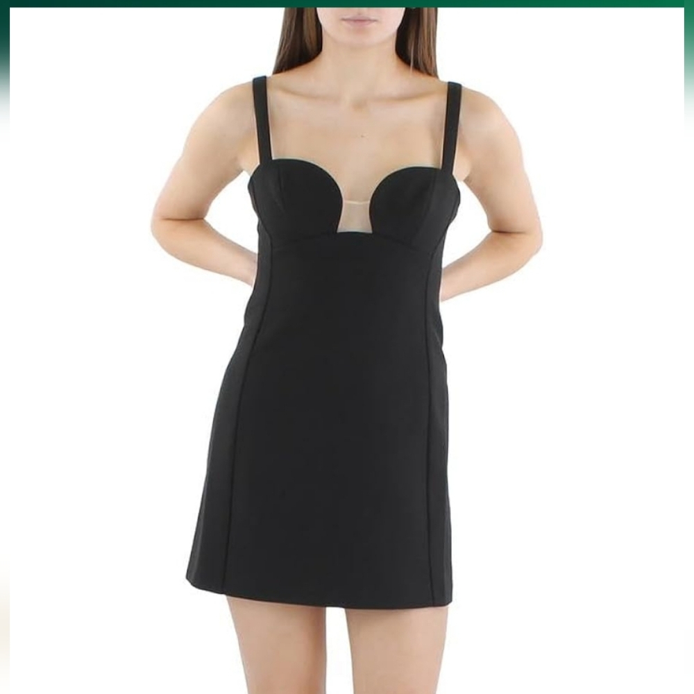 Bcbgmaxazria Women's Illusion Mini sleeveless Black cocktail dress sz 6